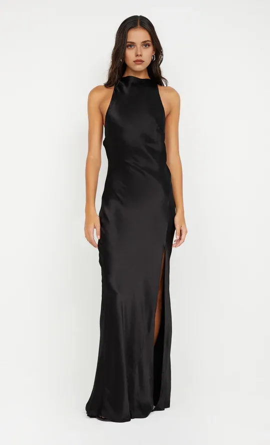 Xuewuba Dress Sexy Backless High Cowl Neck Sleeveless Evening Dress Royal Blue Prom Dress Sheath Side Slit Maxi Dress