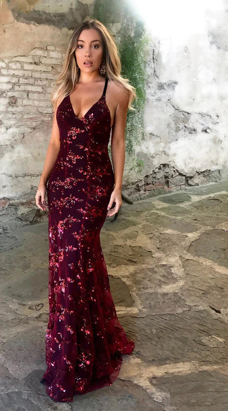 Xuewuba Dress Sexy Mermaid Gold Sequin Tulle Long Backless Prom Dress Lace Up Evening Dress