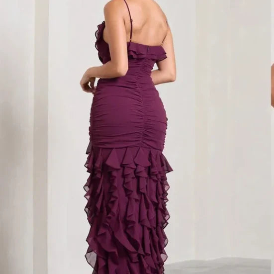 Xuewuba Dress Sexy Mermaid Spaghetti Straps Ankle Length Chiffon Evening Dress Prom Dresses