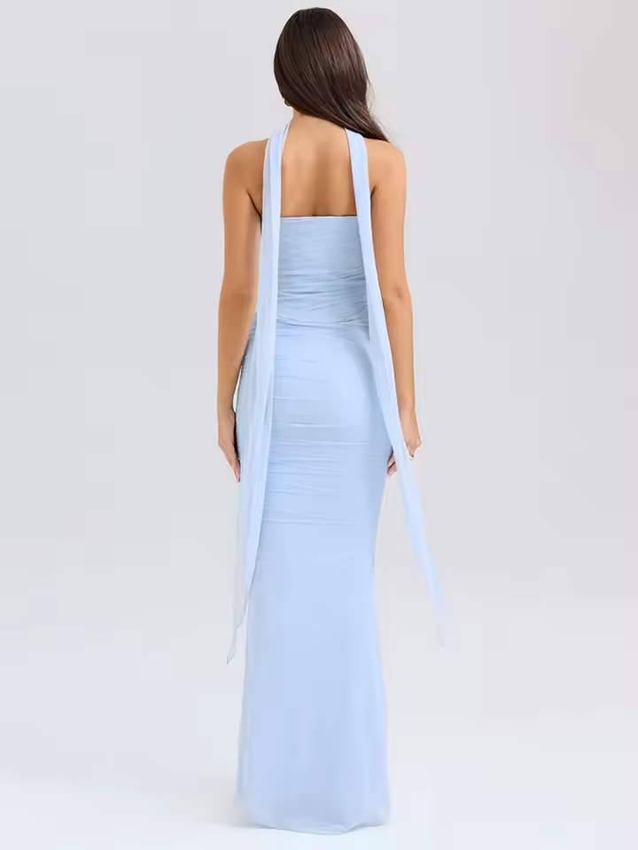 Xuewuba Dress Sexy Women Neckerchief Strapless Sexy Mermaid Sleeveless Club Party Skirt Prom Dress