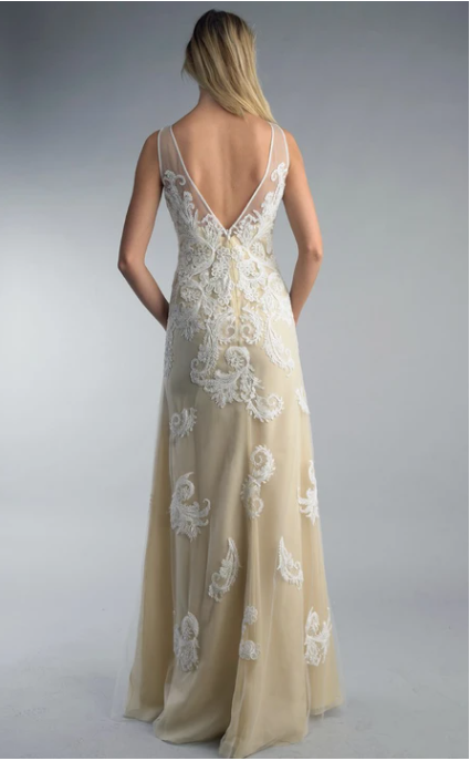 Xuewuba Dress Sheath Floor-length High Neck Sleeveless Lace Low-V Back Prom Dress Formal Wear Dresses