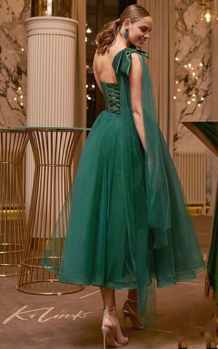 Xuewuba Dress Simple A Line Satin One-shoulder Ankle-length Lace-up Evening Dress with Bow Prom Dress Formal Wear Dresses