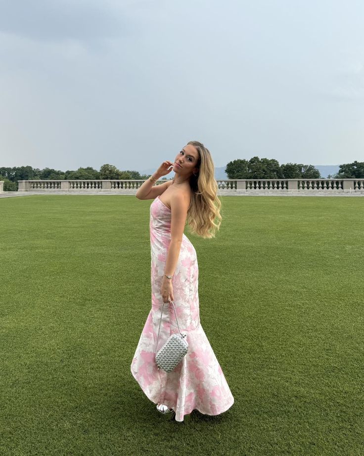 Xuewuba Dress Strapless Pink Elegant Fashion Floral Long Slim Fit Floor Length Ball Gown Evening Dress Prom Dress