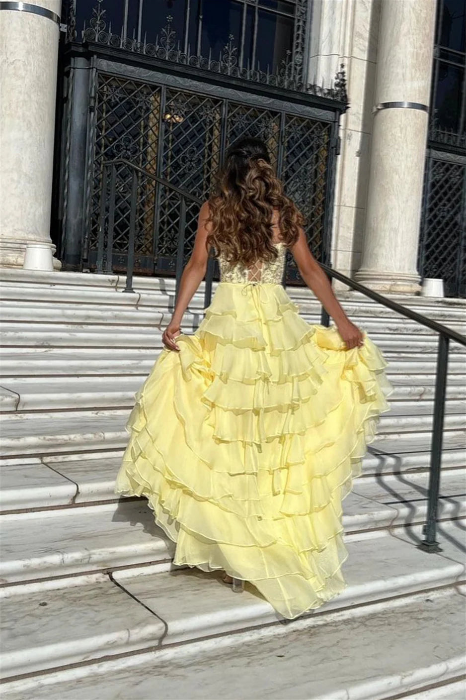 Xuewuba Dress Sweetheart Lace and Chiffon Ruffle Long Prom Dress