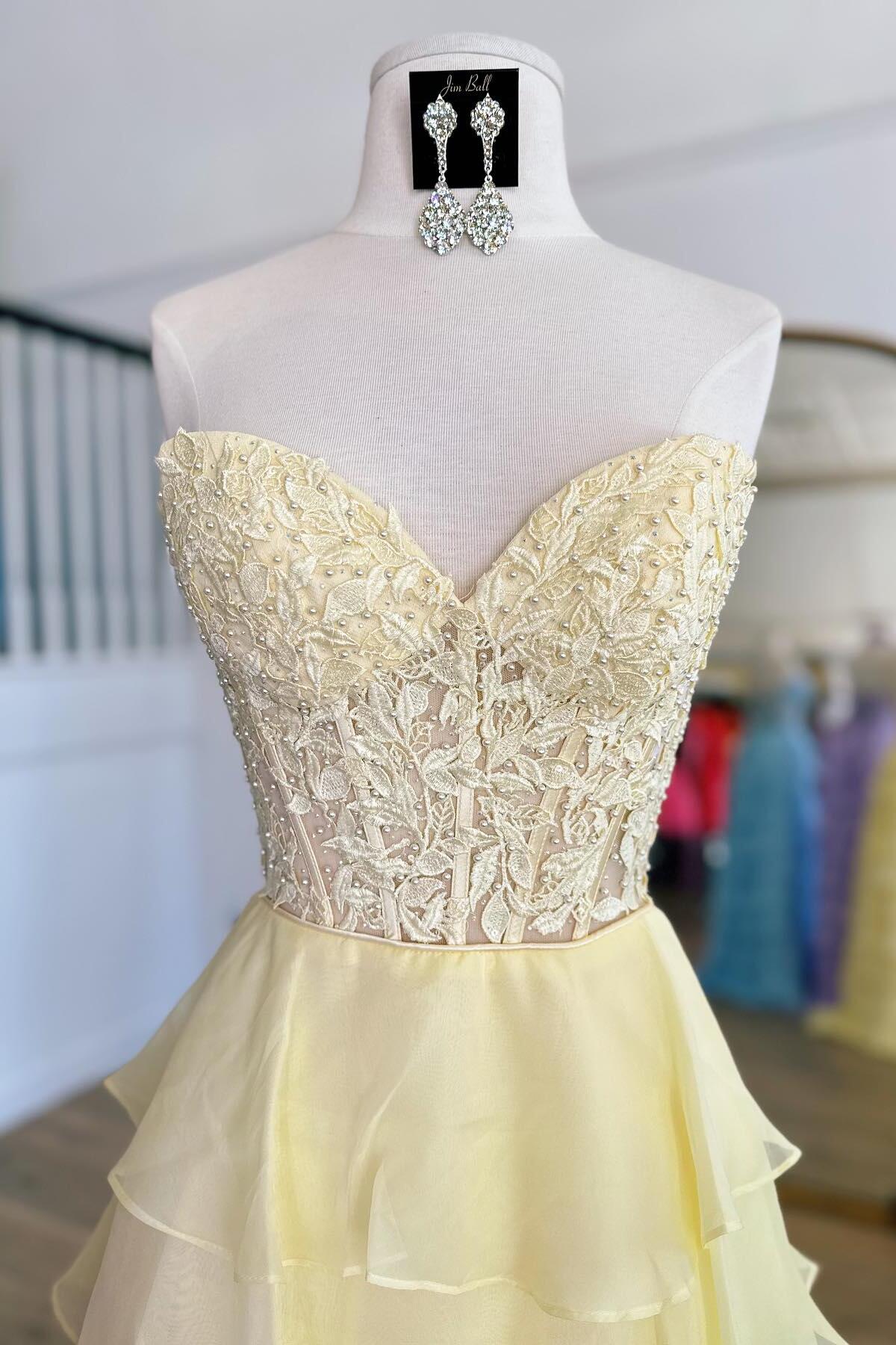 Xuewuba Dress Sweetheart Lace and Chiffon Ruffle Long Prom Dress