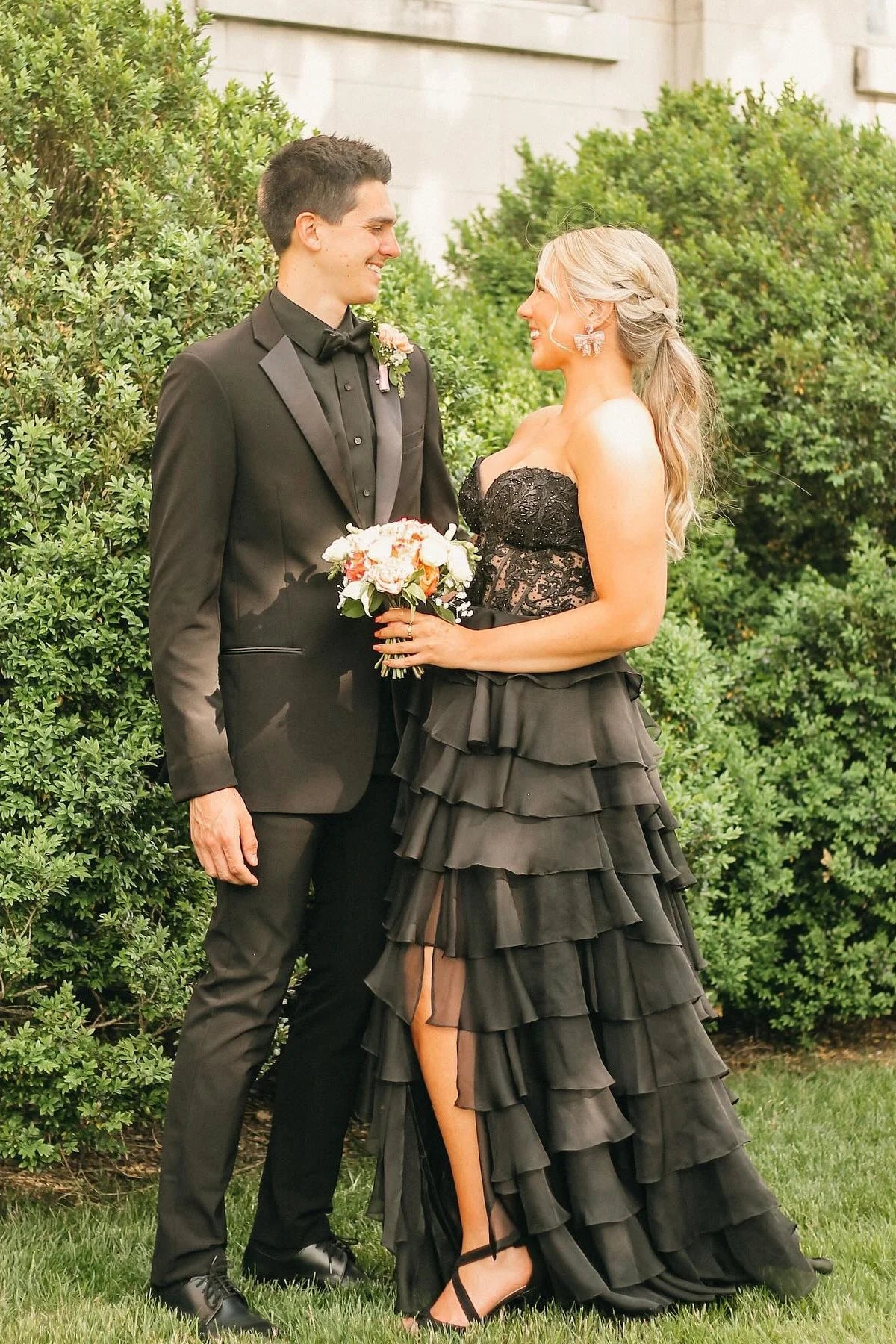 Xuewuba Dress Sweetheart Lace and Chiffon Ruffle Long Prom Dress