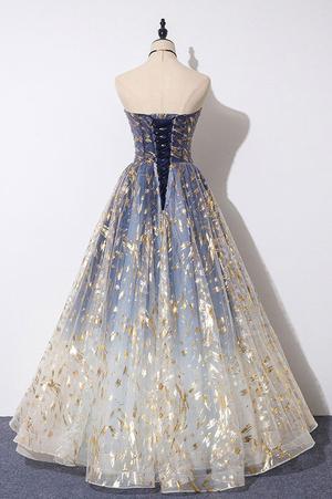Xuewuba Dress Unique A Line Strapless Ombre Long Prom Dress Stunning Party Dresses