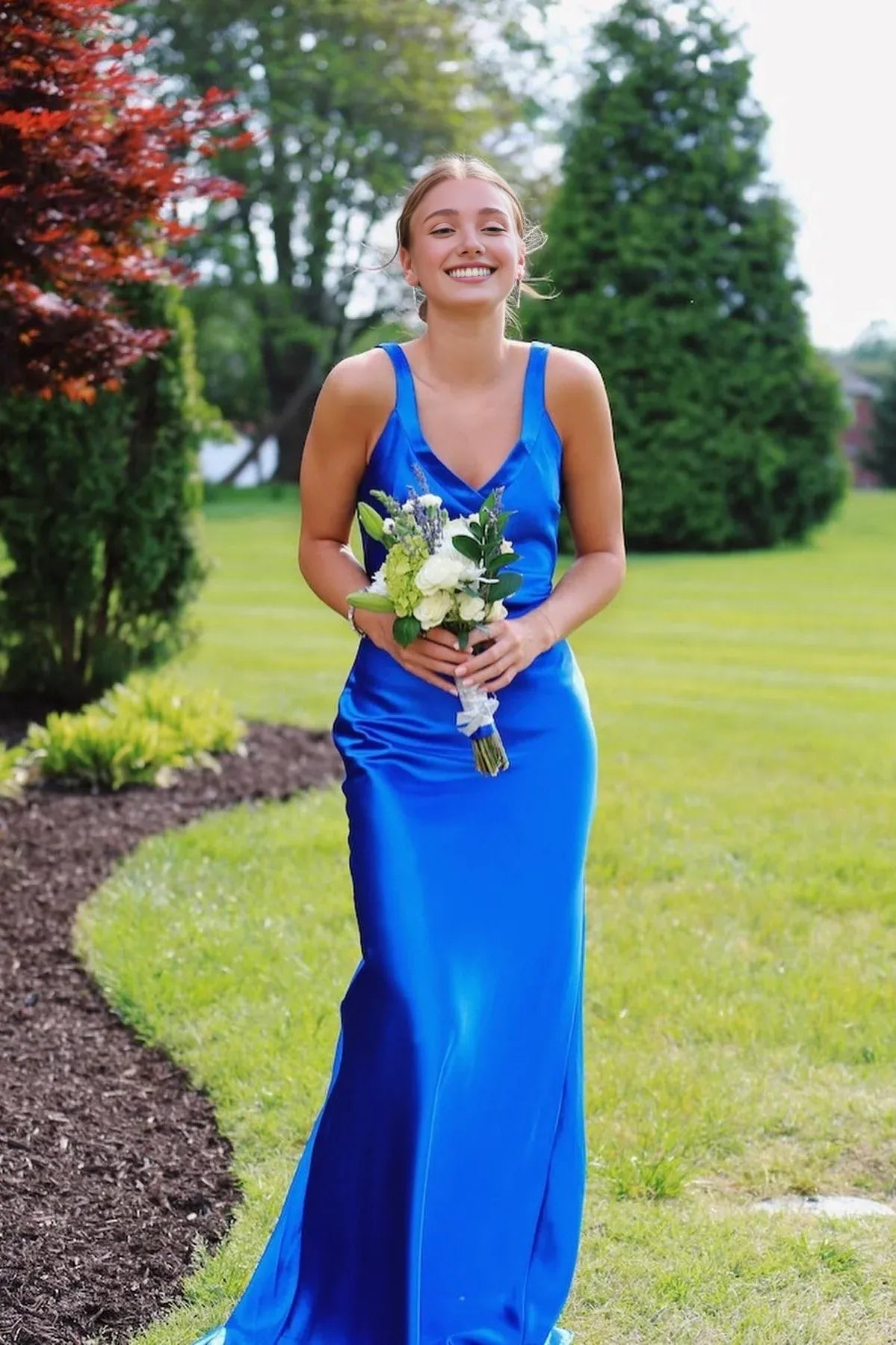 Xuewuba Dress V-neck Yellow Open Back Mermaid Long Dress Prom Dress