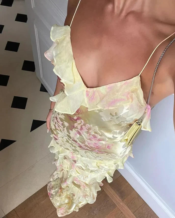Xuewuba Dress Yellow Fashion Elegant Layered Tulle Long Ball Gown Backless Mermaid Slim Fit Evening Gown Party Dress Prom Dress