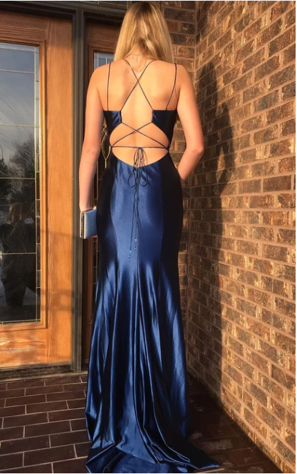 Xuewuba Dress Satin Floor-length Sweep Train Sheath Sleeveless Simple Prom Dress Formal Wear Dresses