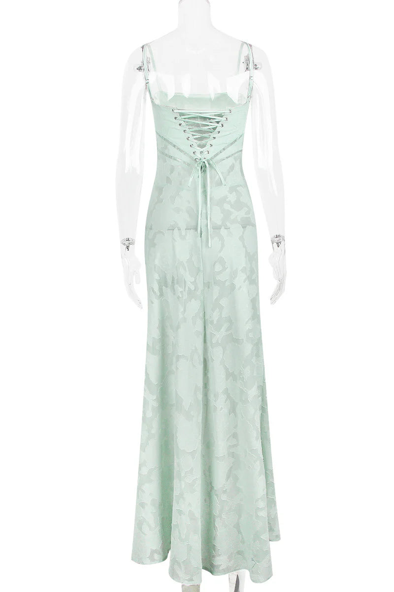 Xuewuba Spaghetti Straps Lilac Lace-up Back Long Lace Dress Prom Dress