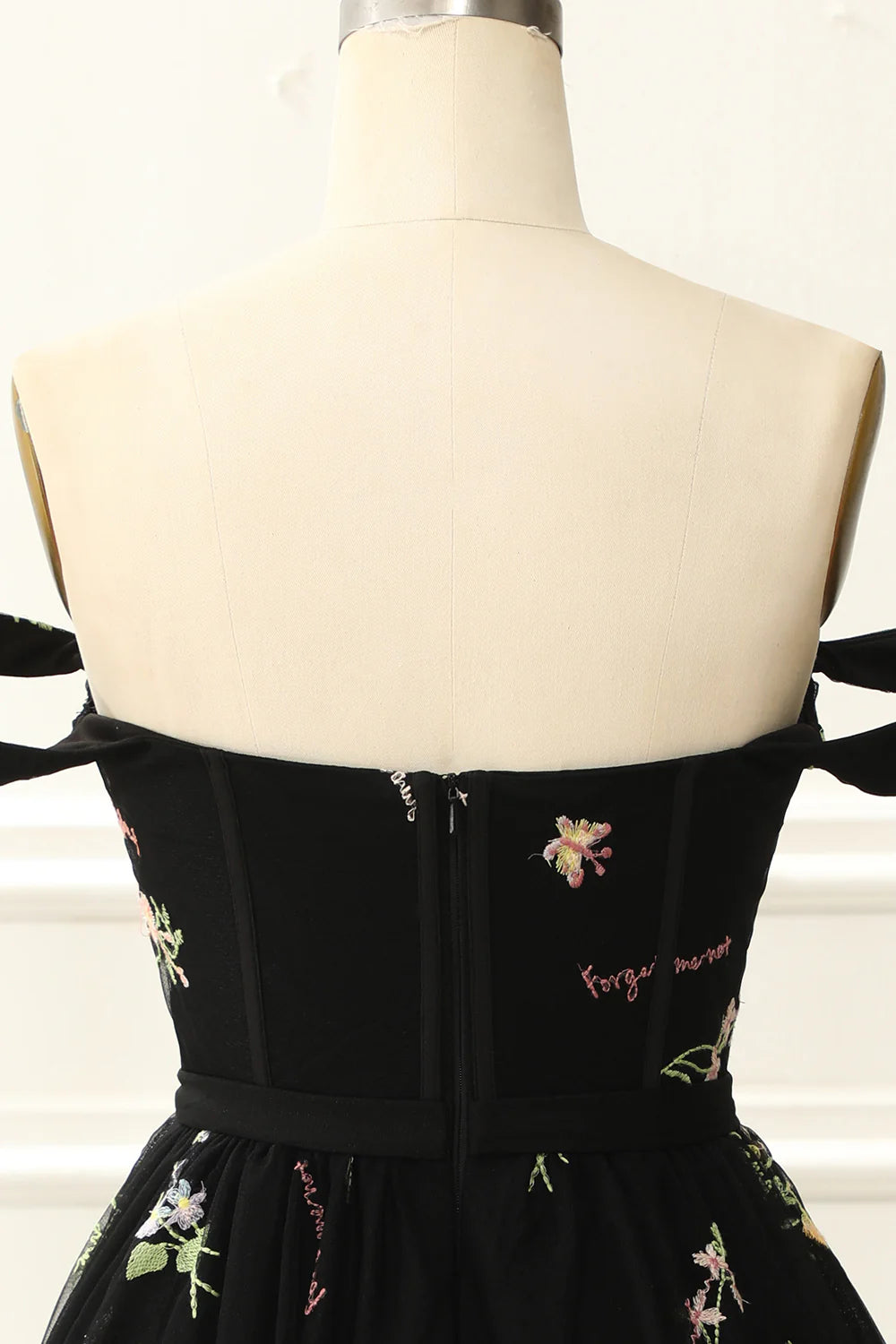 Black Off The Shoulder Cute Homecoming Dress With Embroidery