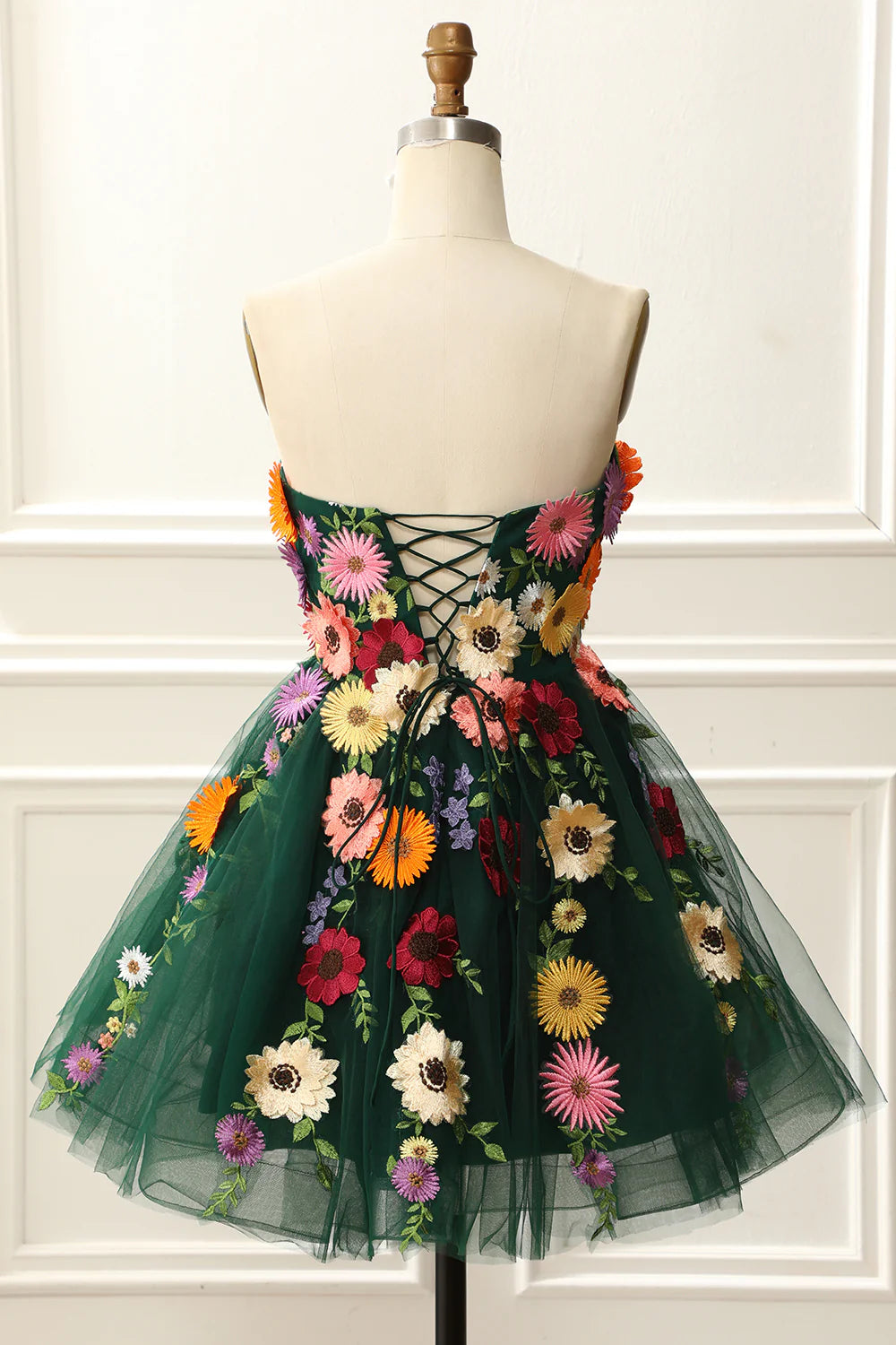 Strapless Homecoming Dress With 3D Flowers