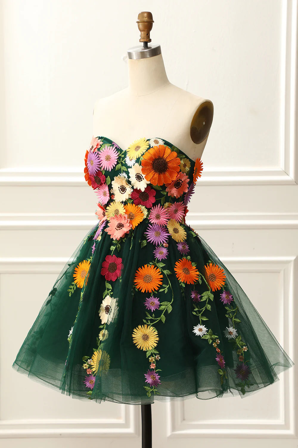 Strapless Homecoming Dress With 3D Flowers