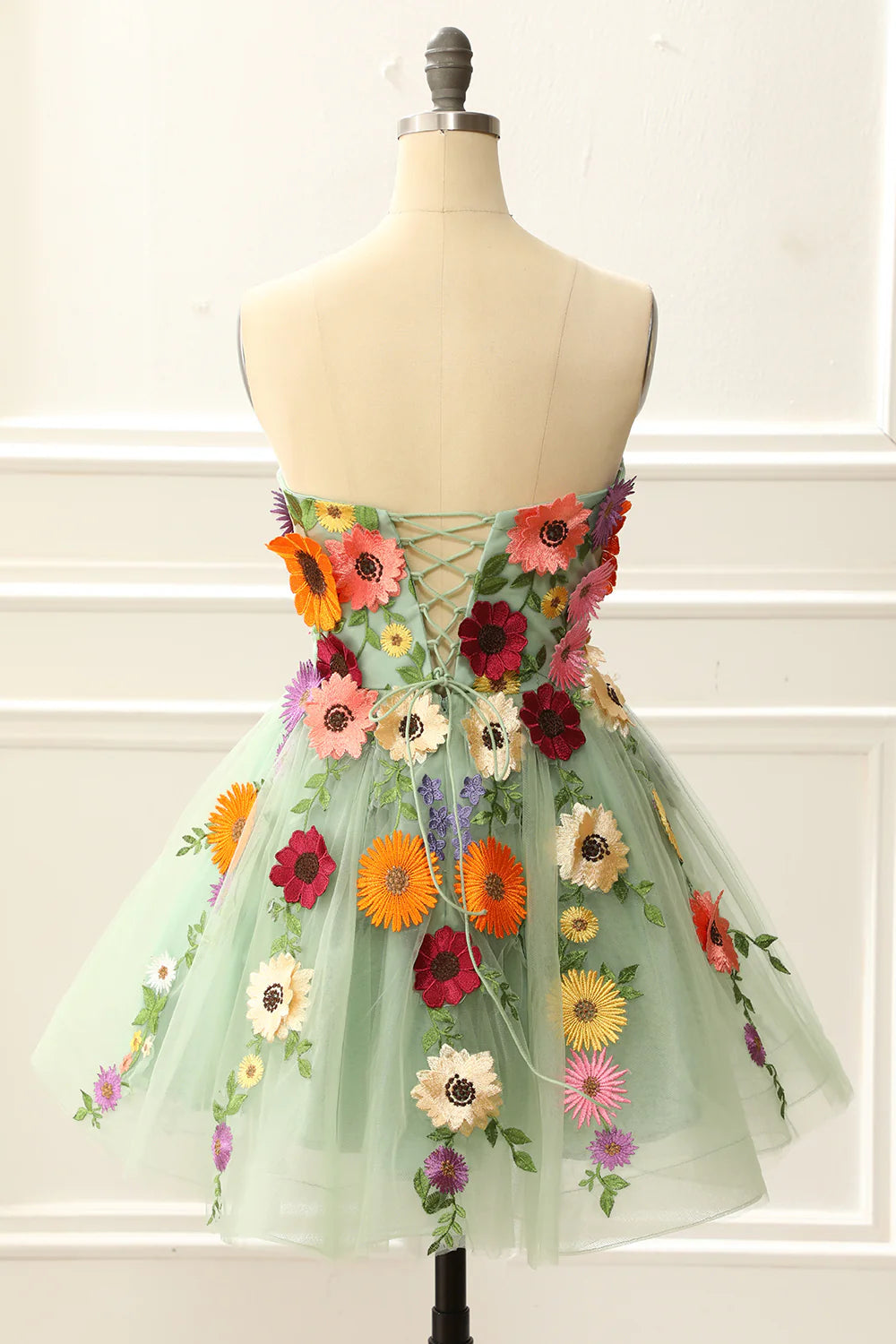 Strapless Homecoming Dress With 3D Flowers