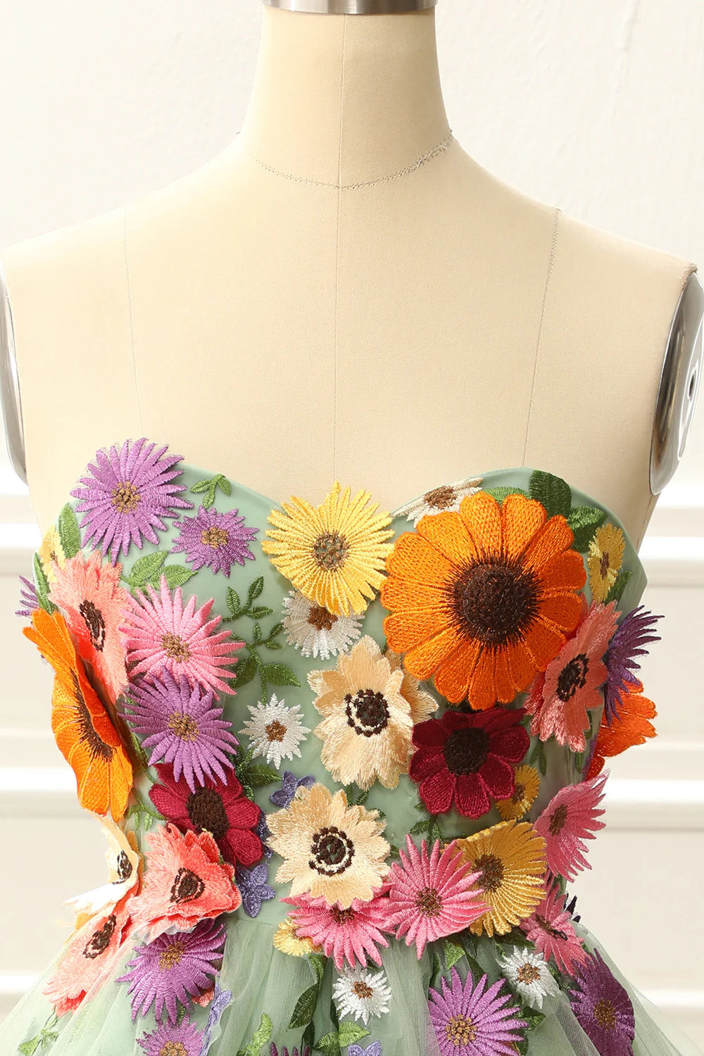 Strapless Homecoming Dress With 3D Flowers
