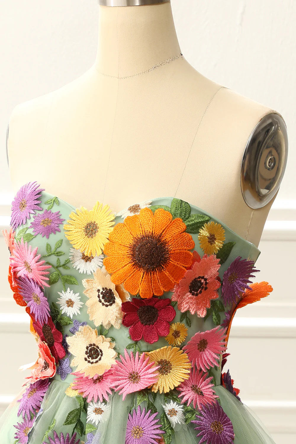 Strapless Homecoming Dress With 3D Flowers