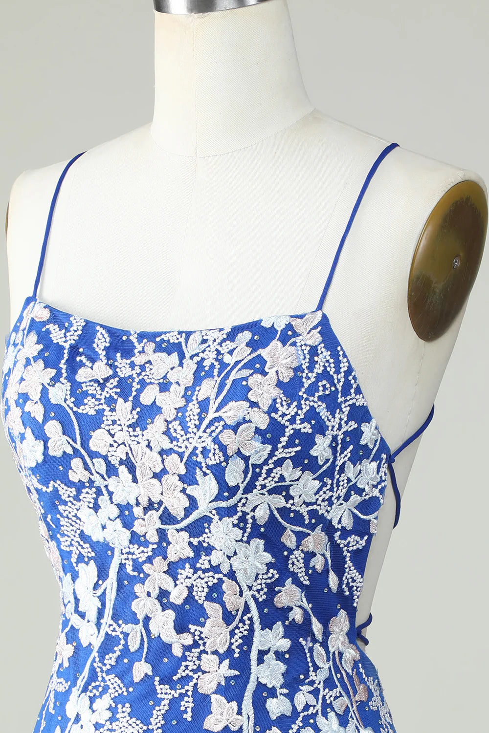 Spaghetti Straps Tight Royal Blue Homecoming Dress With Appliques