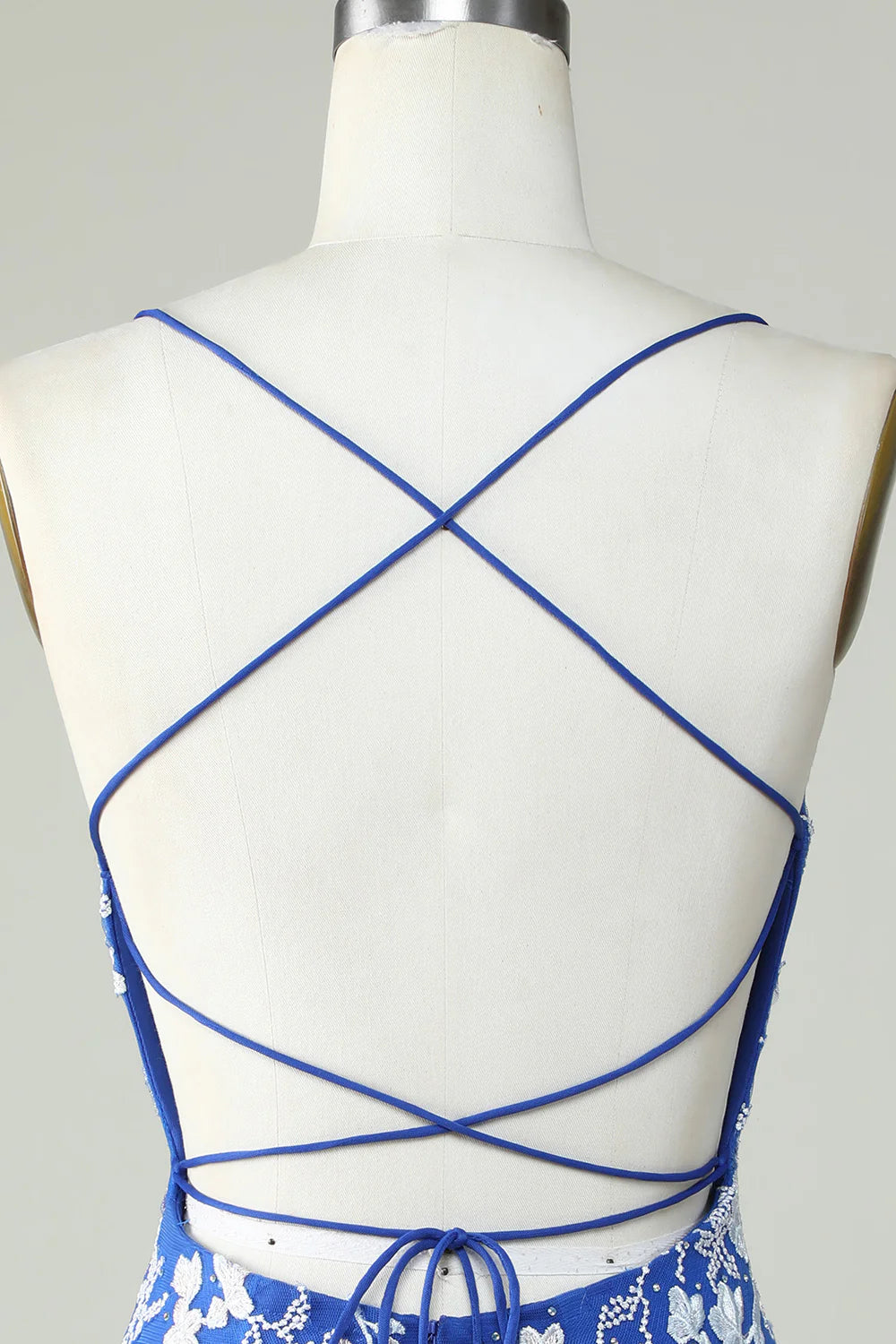 Spaghetti Straps Tight Royal Blue Homecoming Dress With Appliques