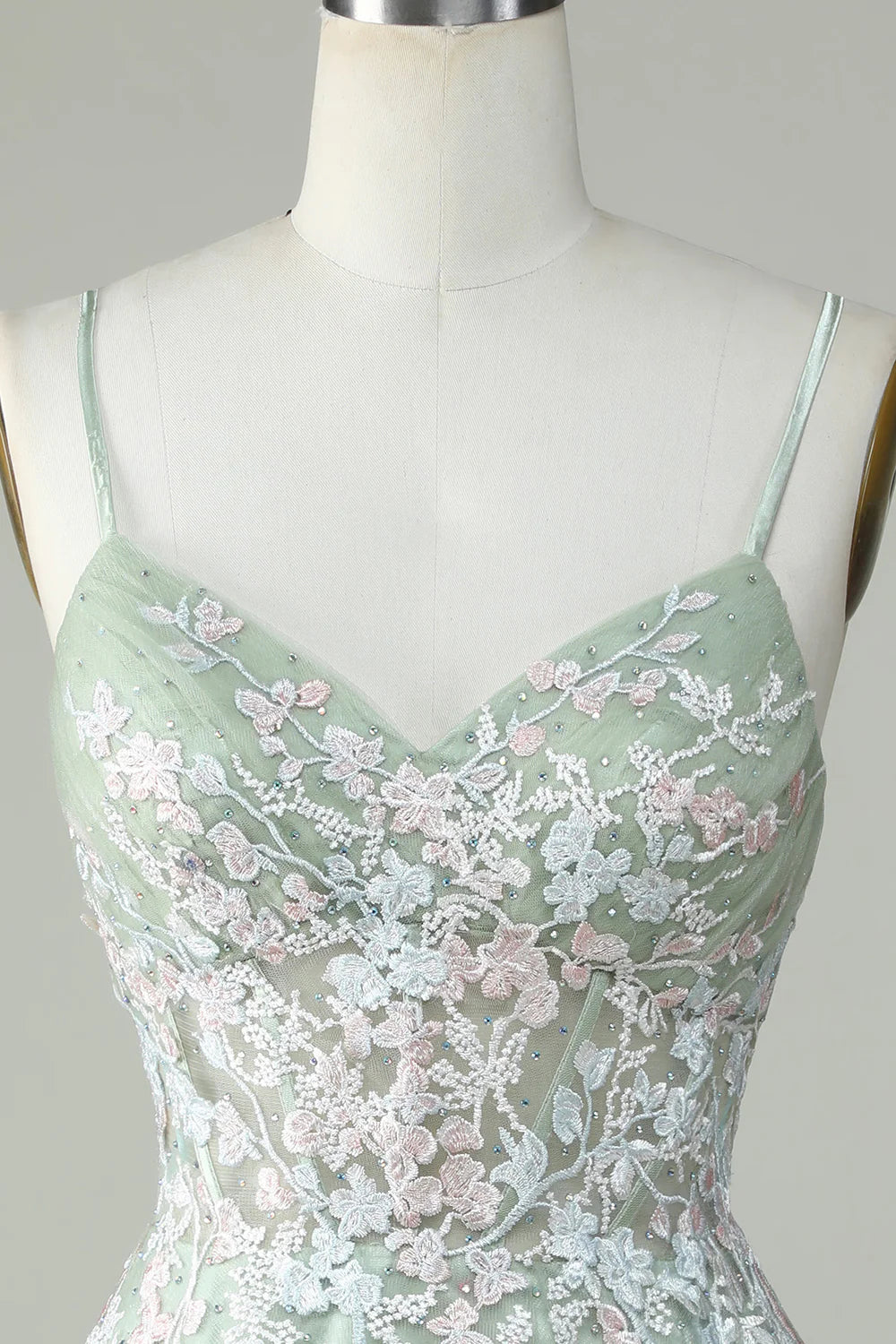 A Line Cute Corset Green Homecoming Dress With Appliques