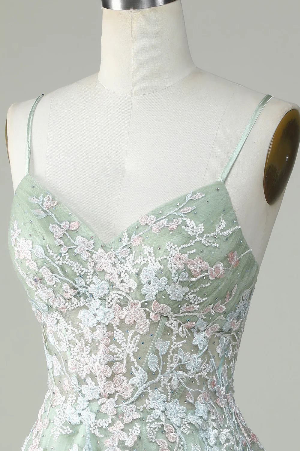 A Line Cute Corset Green Homecoming Dress With Appliques