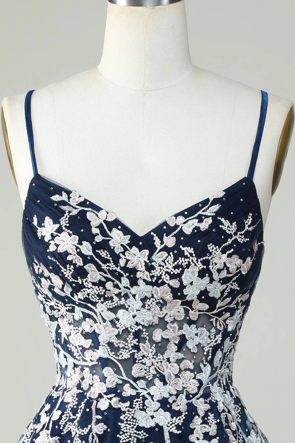 A Line Cute Corset Navy Homecoming Dress With Appliques