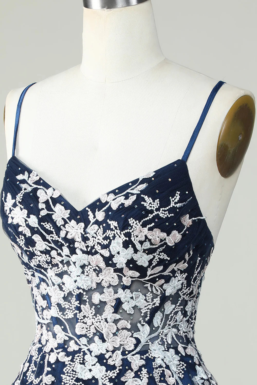 A Line Cute Corset Navy Homecoming Dress With Appliques