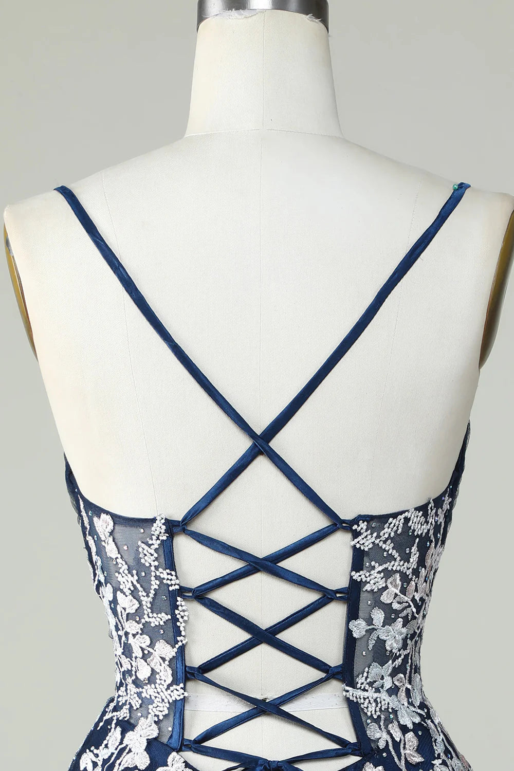 A Line Cute Corset Navy Homecoming Dress With Appliques