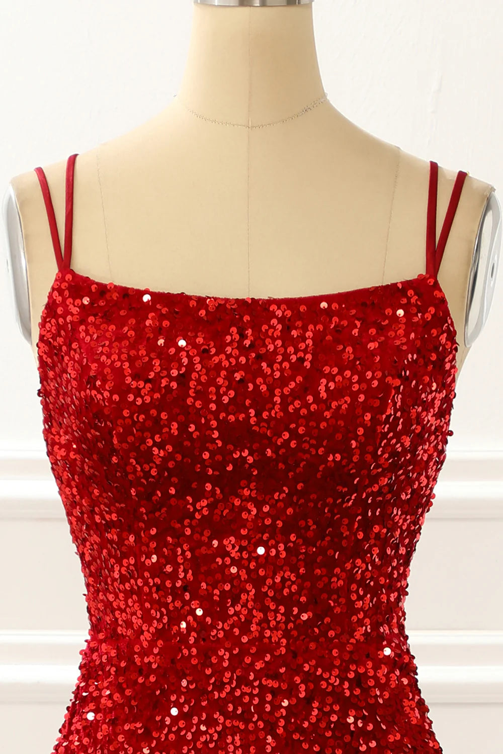 Red Mermaid Sparkly Prom Dress With Fringes