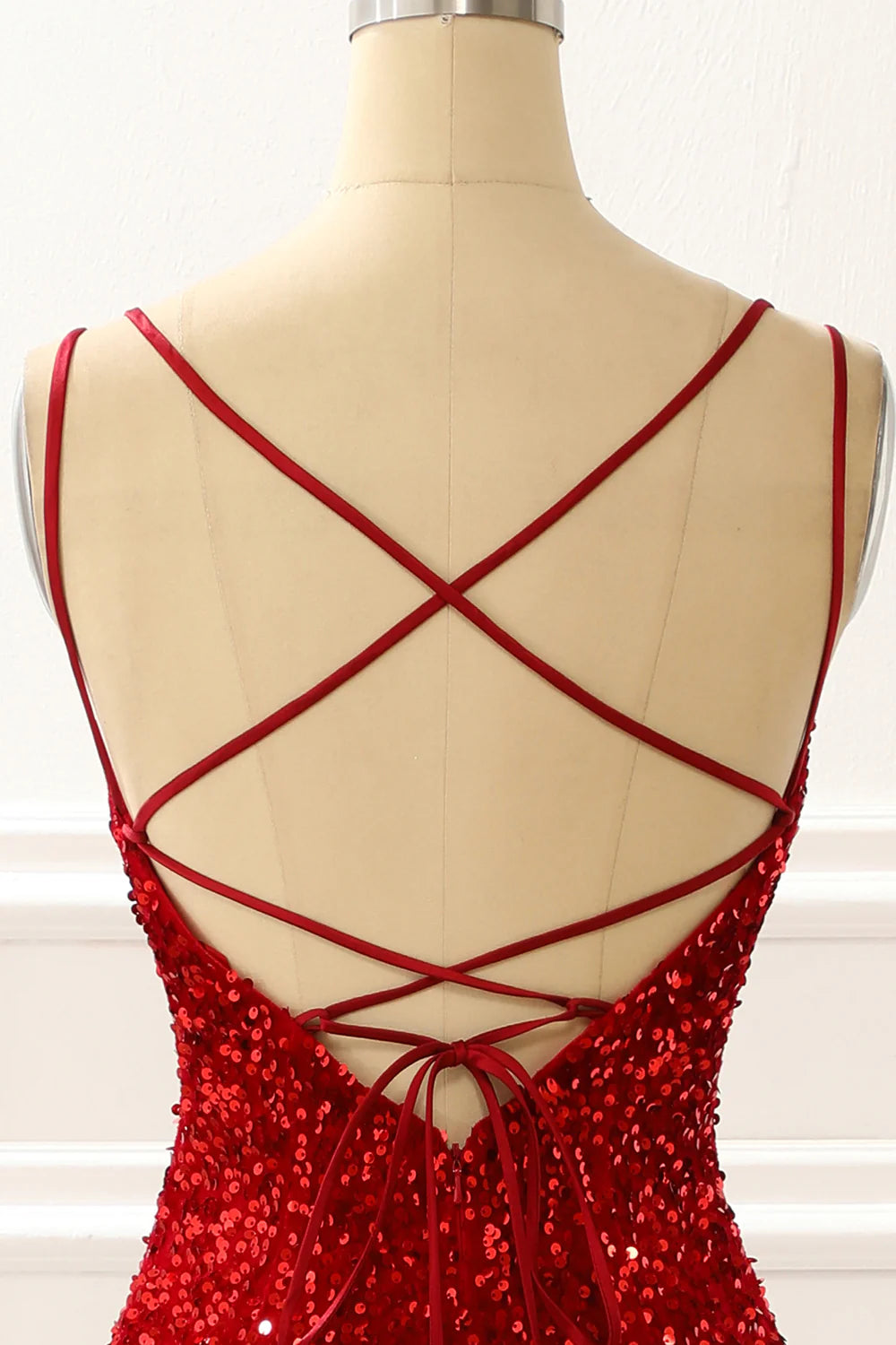 Red Mermaid Sparkly Prom Dress With Fringes