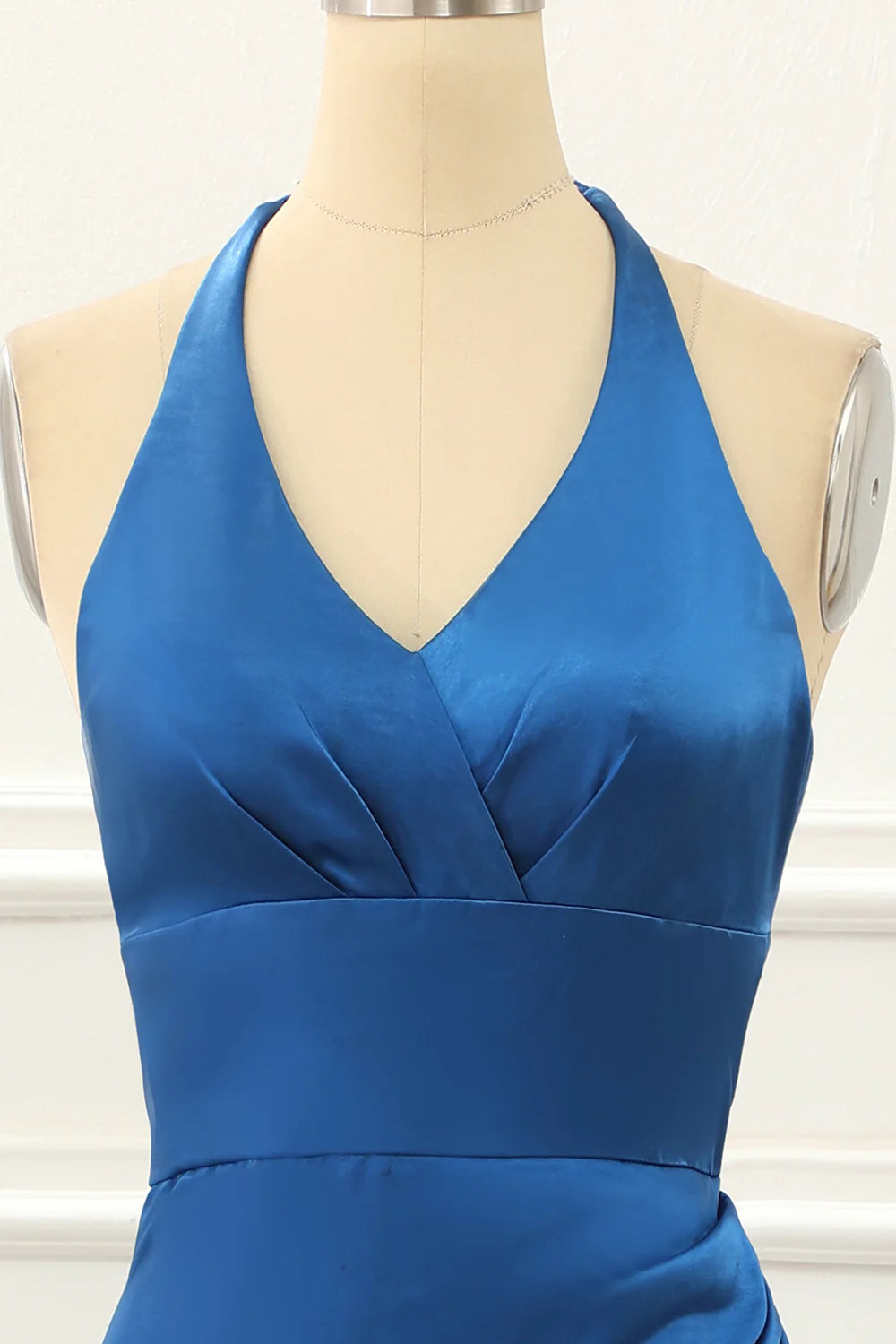 Halter Simple Royal Blue Prom Dress With Slit