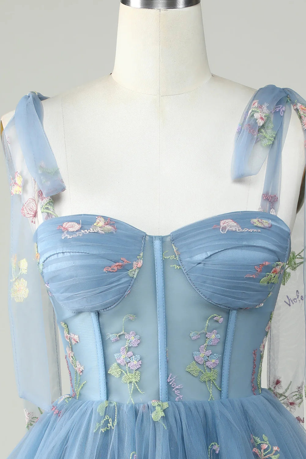 A-Line Corset Homecoming Dress With Embroidered