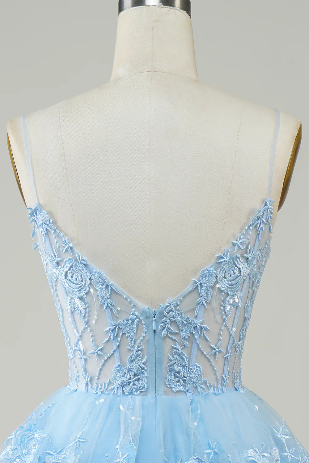 Sparkly Spaghetti Straps Sequins Tiered Homecoming Dress