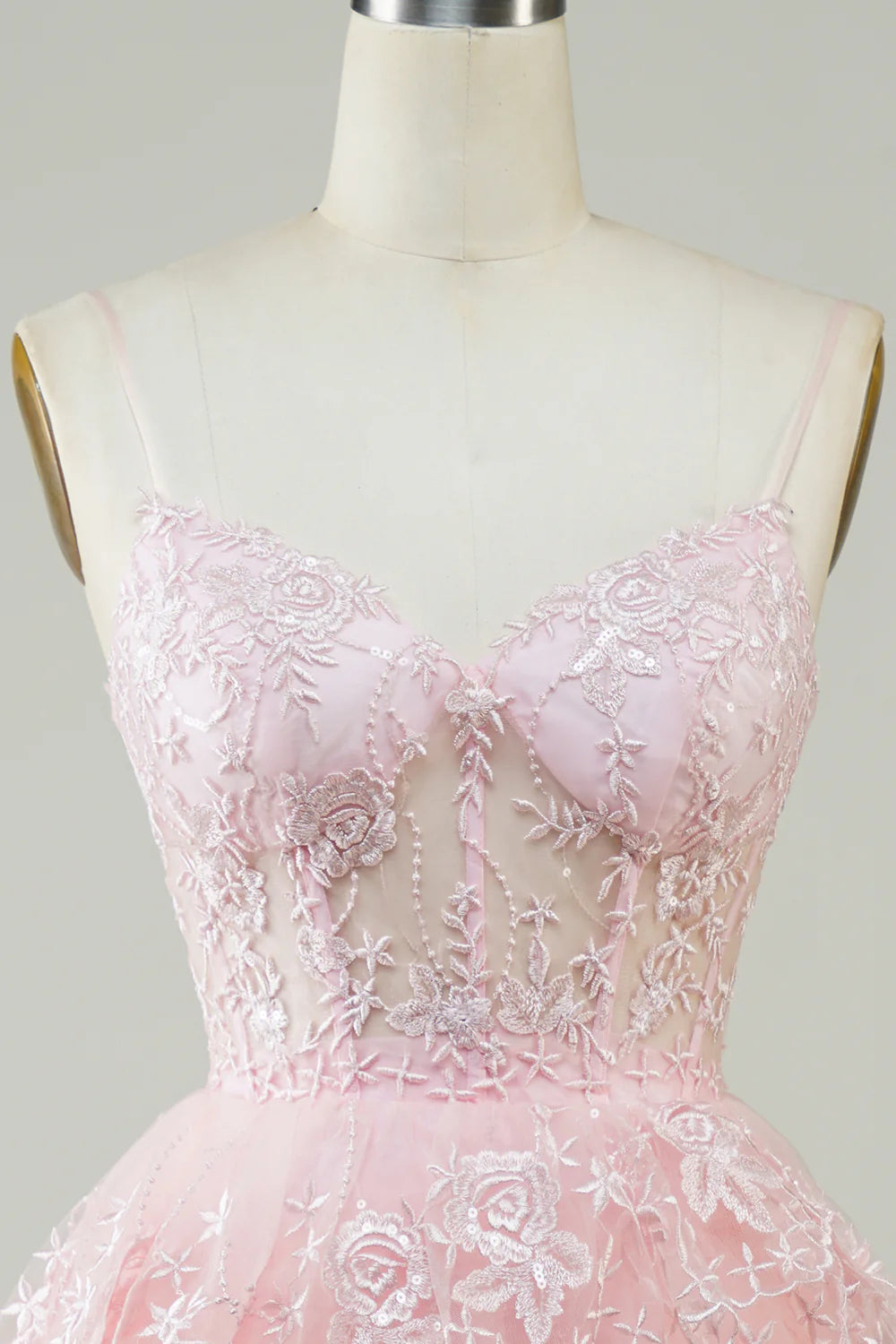 Sparkly Spaghetti Straps Sequins Tiered Homecoming Dress
