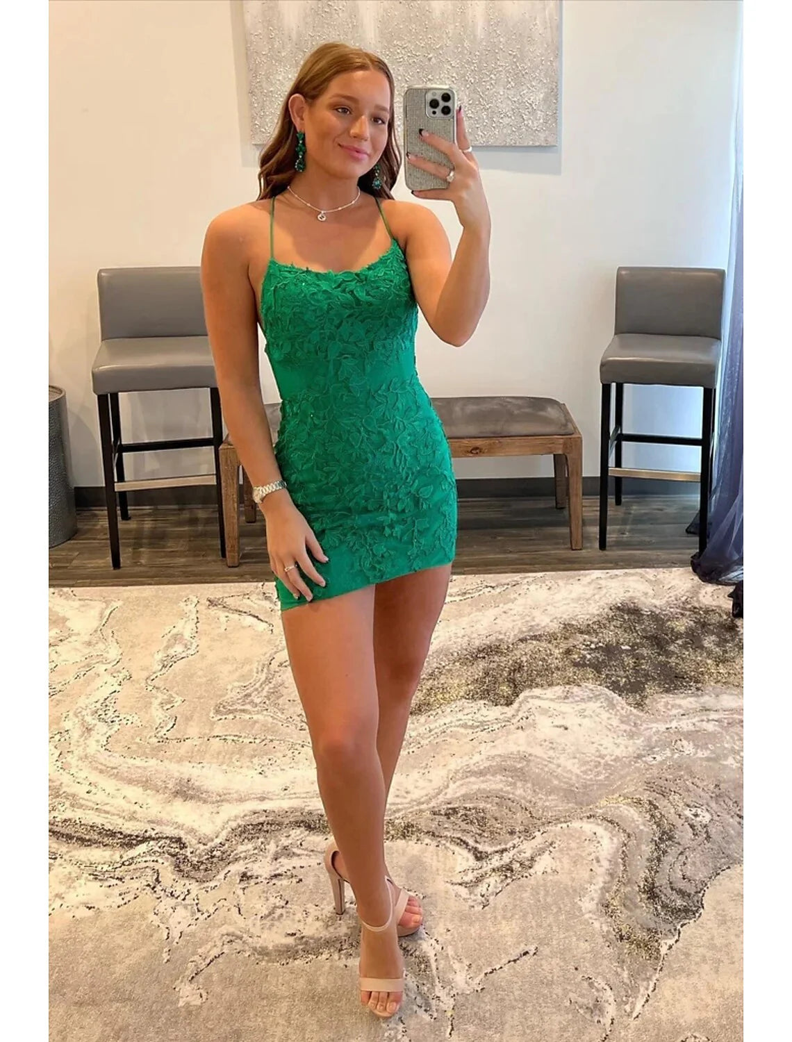 Mermaid / Trumpet Cocktail Dresses Sexy Dress Homecoming Short / Mini Sleeveless Spaghetti Strap Tulle Backless