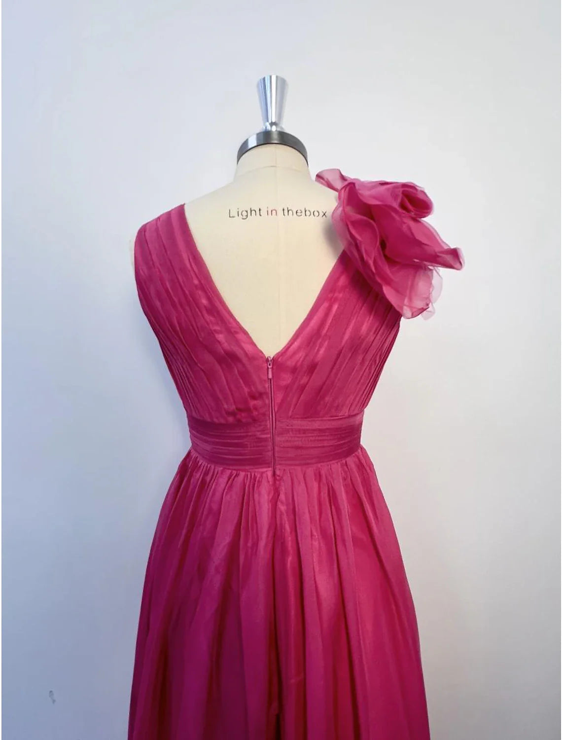 Evening Gown Celebrity Style Dress Formal Wedding Guest Floor Length Sleeveless V Neck Chiffon with Slit Pure Color