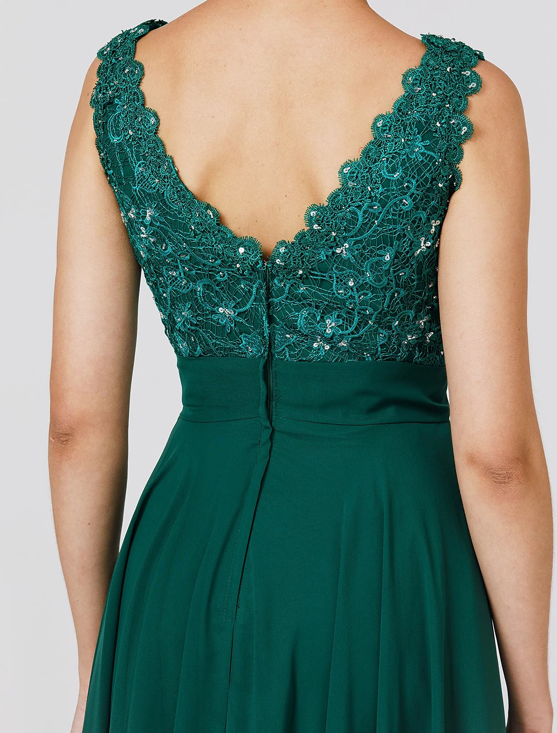 Wedding Guest Formal Evening Floor Length Sleeveless V Neck Chiffon V Back with Sash / Ribbon Beading