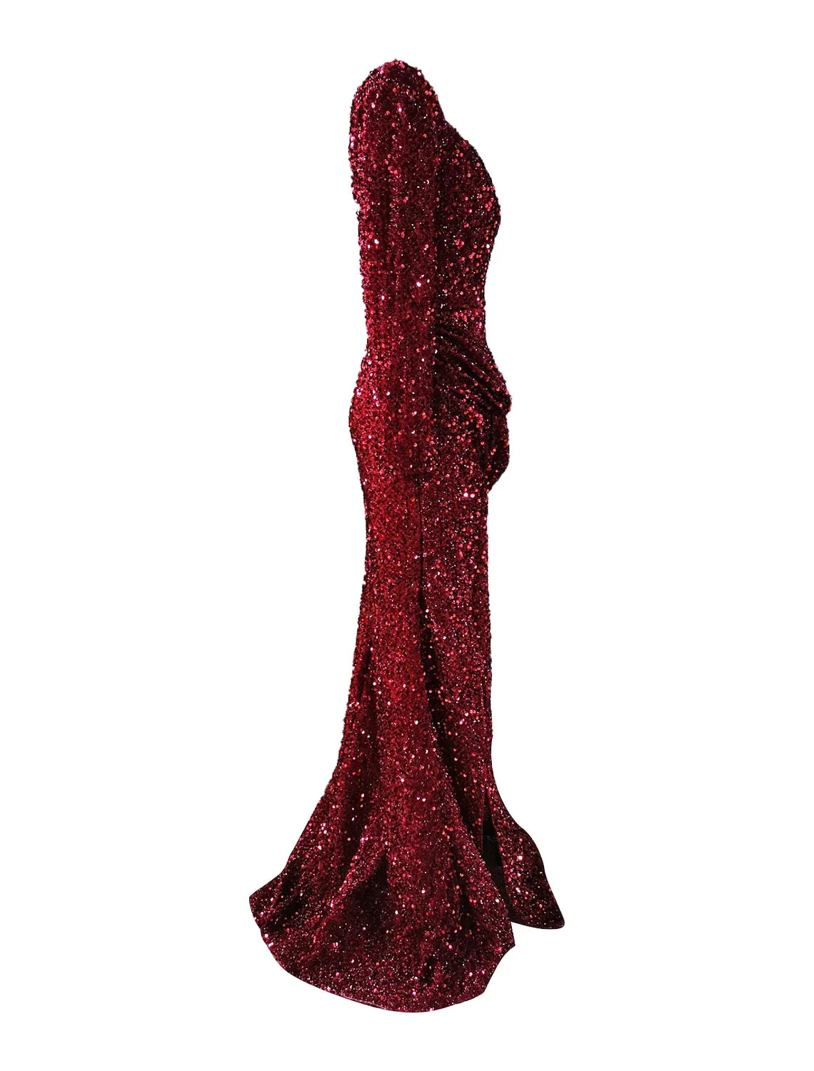 Mermaid / Trumpet Evening Gown Sparkle Dress Wedding Guest Formal Evening Sweep / Brush Train Long Sleeve Scoop Neck Sequined with Sequin Slit