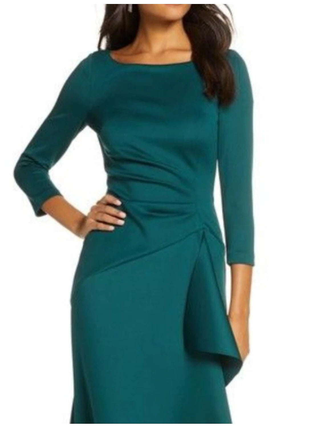 Sheath / Column Mother of the Bride Dress Wedding Guest Elegant Party Scoop Neck Ankle Length Satin Lace 3/4 Length Sleeve