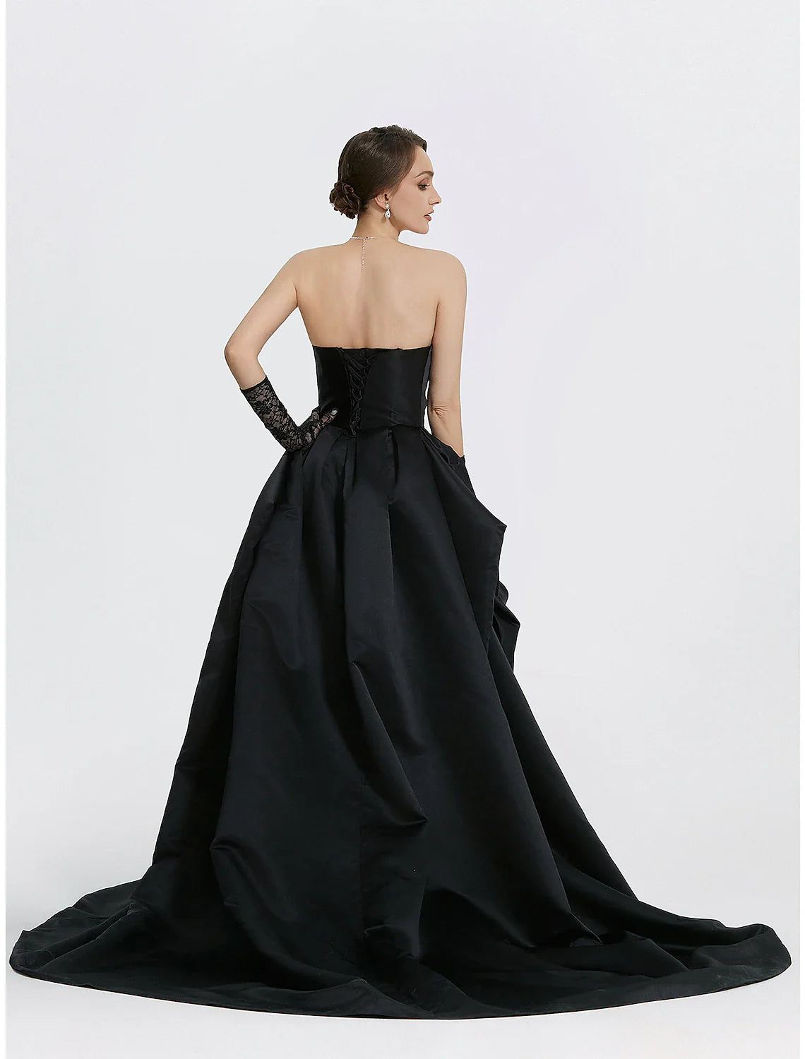 Evening Gown Vintage Dress Carnival Masquerade Sweep / Brush Train Sleeveless Sweetheart Satin with Ruched Slit