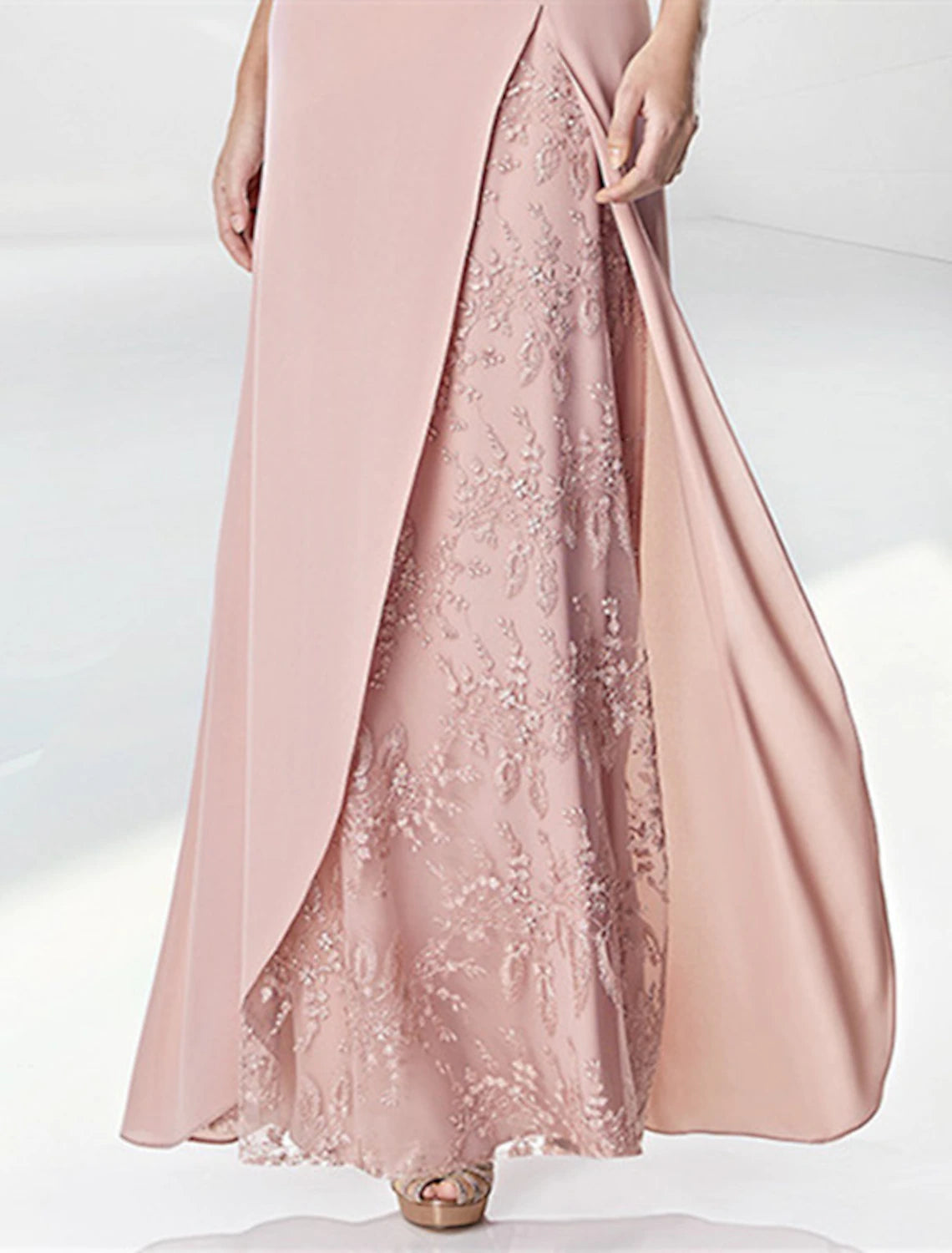 A-Line Prom Gown Elegant Dress Formal Floor Length 3/4 Length Sleeve V Neck Fall Wedding Guest Chiffon