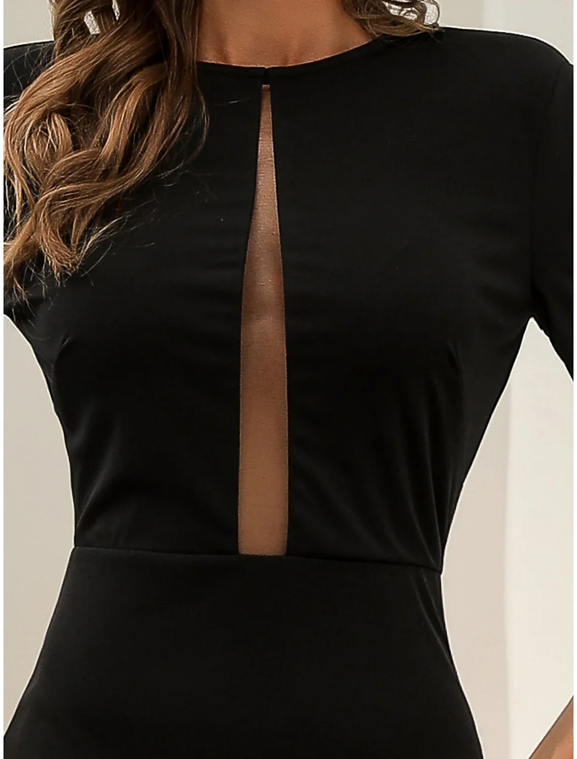 Evening Gown Elegant Dress Formal Fall Court Train Long Sleeve Jewel Neck Stretch Fabric with Pleats