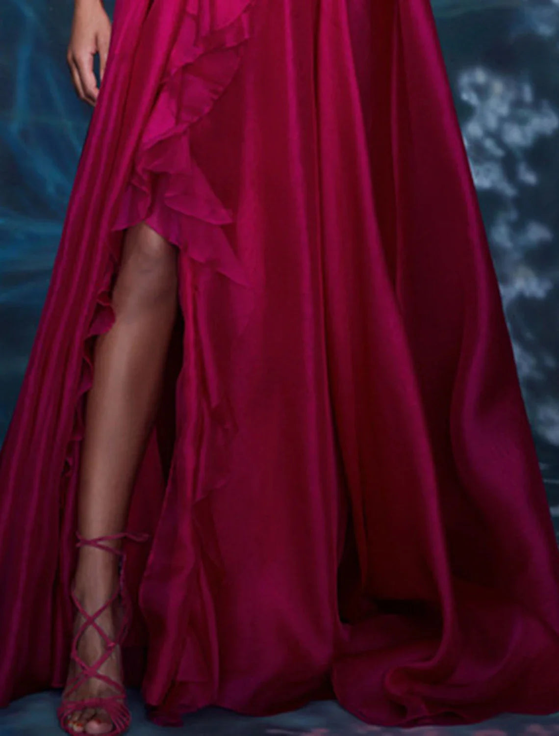 Evening Gown Celebrity Style Dress Formal Wedding Guest Floor Length Sleeveless V Neck Chiffon with Slit Pure Color