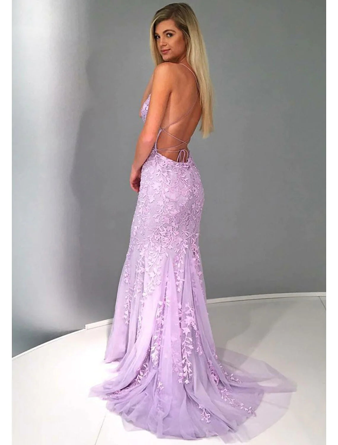 Mermaid / Trumpet Prom Dresses Sexy Dress Formal Court Train Sleeveless Strapless Lace Backless with AppliquesMermaid / Trumpet Prom Dresses Sexy Dress Formal Court Train Sleeveless Strapless Lace Backless with Appliques