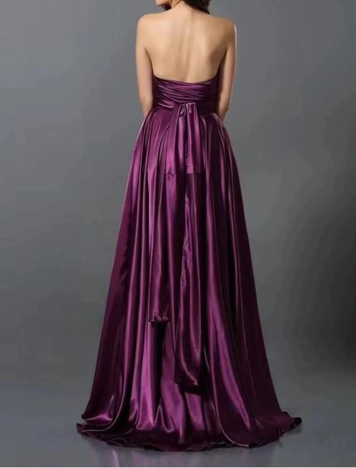 A-Line Wedding Guest Dresses Convertible Infinity Dress Party Wear Court Train Sleeveless One Shoulder Convertible Cotton Backless with Glitter Pleats Ruched