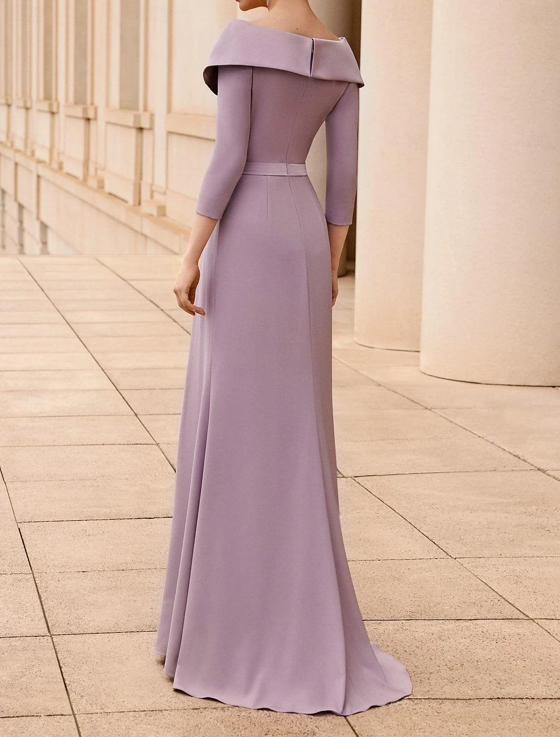 Mermaid / Trumpet Mother of the Bride Dress Elegant V Neck Floor Length Crepe Chiffon 3/4 Length Sleeve