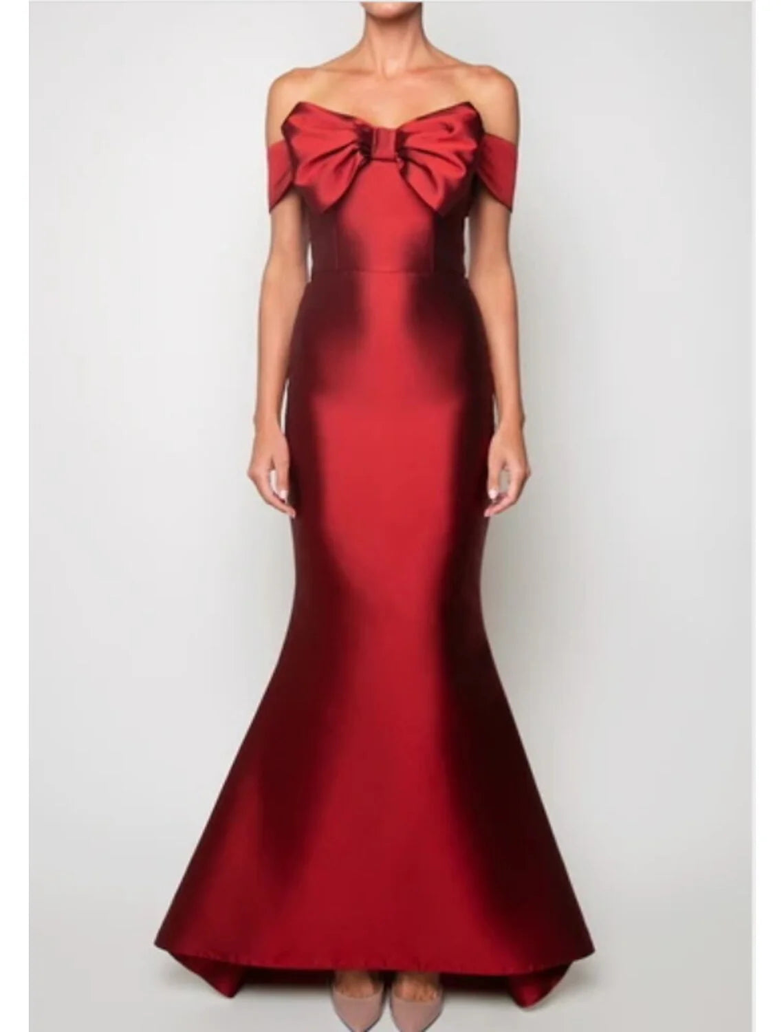 Evening Gown Vintage Dress Wedding Guest Floor Length Sleeveless Strapless Satin with Sleek Bow(s)
