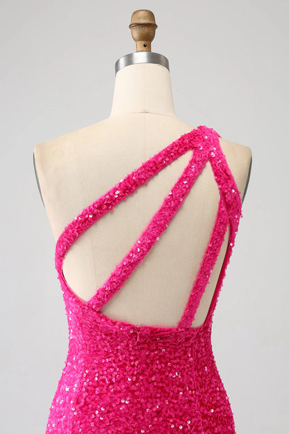 Sequins Mermaid One Shoulder Long Prom Dress