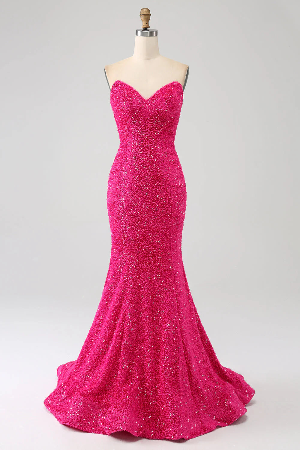 Sequins Mermaid Strapless Long Prom Dress