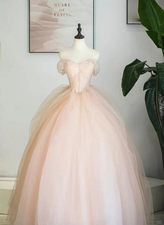 Pink Tulle Sweetheart Ball Gown Cute Sweet Prom Dress